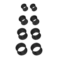 Pair of Surgical Steel PVD Black Double Flare Ear Tunnels Earlets Gauges Plugs