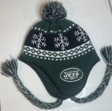 New York Jets 47 Brand Winter Beanie Hat One Size Multicolor Pom Tassels