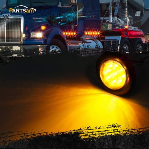 Partsam 2Pcs 2 Inch Round Truck Trailer Led Side Marker Clearance Light Amber... - Picture 2 of 8