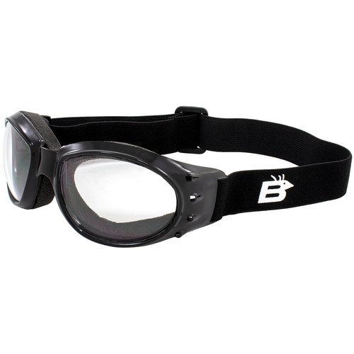 Birdz Eyewear Bald Eagle Padded Motorcycle Riding Safety Goggles Black w/Clear - 第 2/9 張圖片