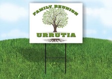 URRUTIA FAMILY REUNION GR TREE 18 in x24 in Yard Sign Road Sign with Stand