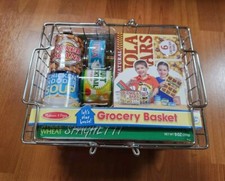 New Melissa Doug Let's Play House Grocery Basket toy, 9 pieces, Steel Basket