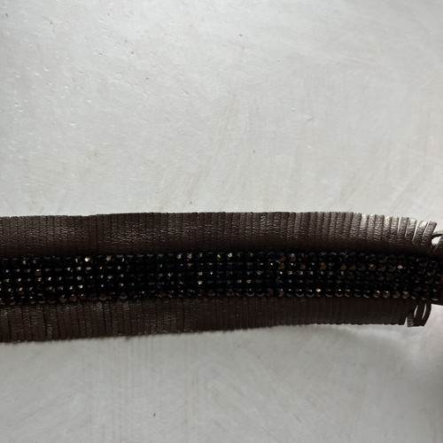 Daniel Swarovski Paris Crystal Metallic Amber Brown Fringe Leather Snap Bracelet - Picture 11 of 11