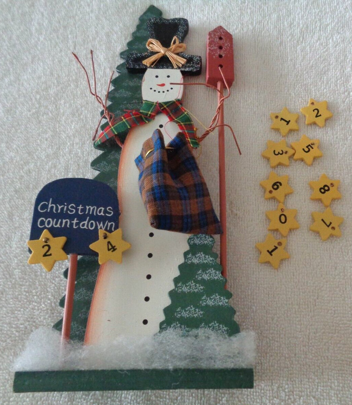 SCOTTS Countdown CALENDAR SNOWMAN WITH BAG FOR NUMBERS NIB