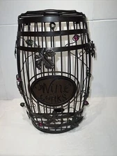 Grapevine wrapped wire metal barrel WINE CORKS container holder by Epic