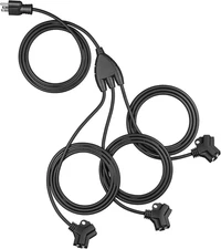 25FT Outdoor Extension Cord with 6 Outlets, Waterproof, ETL Listed