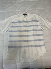 Tommy Hilfiger Men's M White Short Sleeve Regular Fit Cotton Oxford