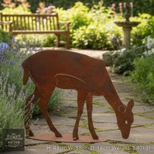 Rusty Metal Garden Deer Reindeer Stag Stake Lawn Decoration Ornament Statue