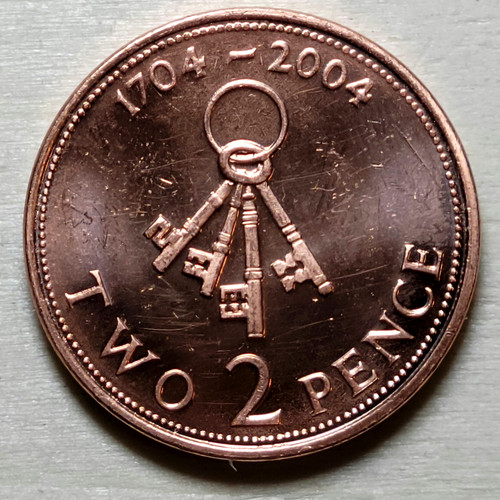 2004 - Gibraltar - 2 Two Pence Coin - Keys of Gibraltar - 25.91MM