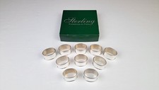 Sterling Silver Napkin Rings Set of 10 Mexico 925 TE-51 Boxed 200g