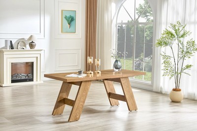 Rectangular Dining Table Double Wood Grain MDF Light Splicing panel