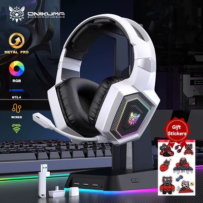 ONIKUMA 2.4GHz Wireless Gaming Headset for PS5 PS4 PC Mac Noise Cancelling Headp