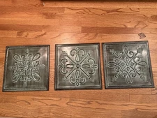 Southern Living at HOME THREE (3) PATINA WALL TILES SQUARE ART PLAQUES