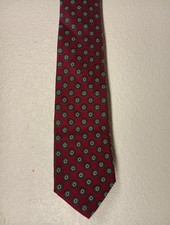 Kuppenheimer Men's 100% Silk Red Tie Geometric Necktie Made In USA