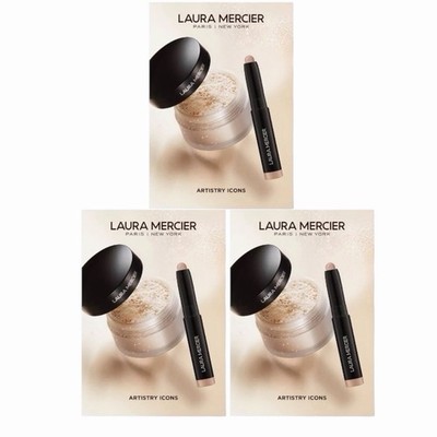 3X-Laura Mercier Mini Translucent Loose Setting Powder & Caviar Stick Rose Gold