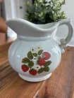 McCoy Pottery Strawberry Pitcher Farmhouse Pitcher 7528 Light Blue