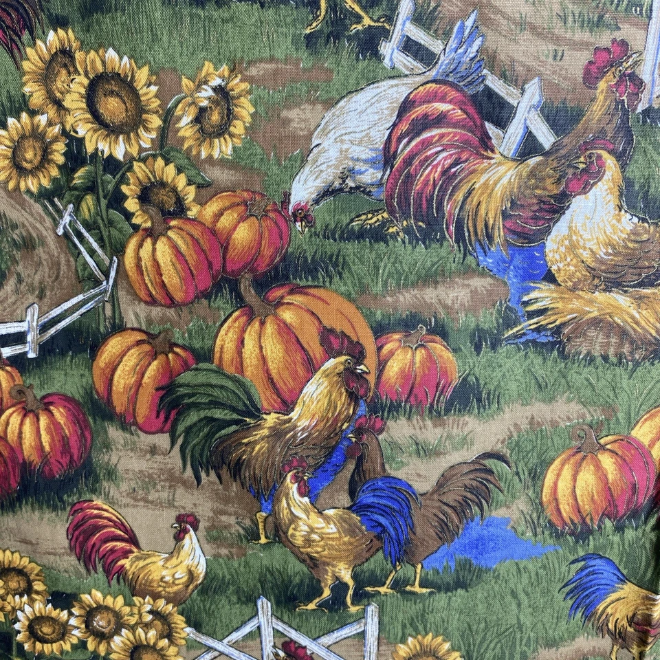 Tela de algodón Cranston pollos girasoles acolchado 2 yardas calabazas de campo de colección Foto 3 de 4