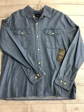 Brixton Shirt Mens Medium Blue Builders Olson Chambray Denim Button Up Relaxed
