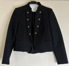 Giacca ZARA taglia grande militare crop 100% cotone nero metallo logo bottoni peplo