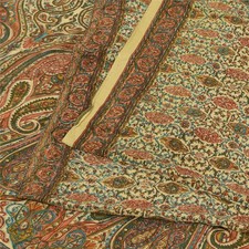 Sanskriti Vintage Saree Multicolor Pure Crepe Floral Printed Sari 5 Yard Fabric