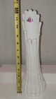 VINTAGE 11 FINGER FENTION/WHITE HOBNAIL MILK GLASS SWUNG VASE - 12"