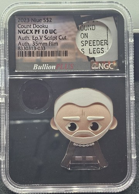 #ad 2023 Niue Count Dooku 1oz Silver Chibi NGCX PF10 UC BullionPlus Script Cut 35m $299.99