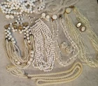 Vintage Lot Of White Faux Pearls Costume Jewelry Necklaces Earrings