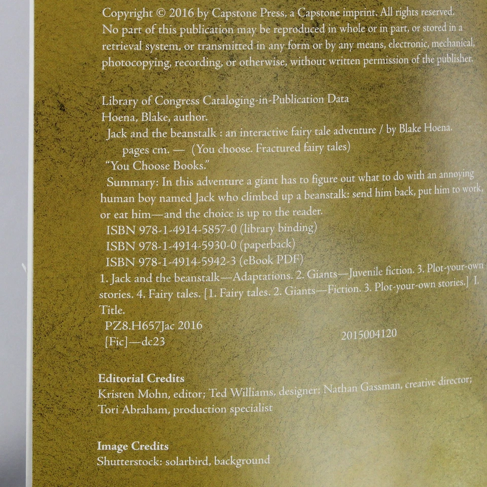 Jack and the Beanstalk Blake Hoena An Interactive Fairy Tale Adventure 2016 PB - Image 4 of 4