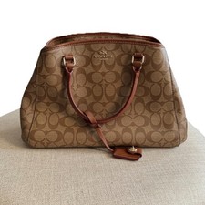 Authentic Coach Beige/Tan Signature Canvas and Leather Satchel  Wallet