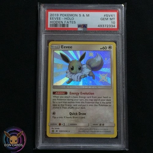 Shiny Eevee HOLO RARE SV41/SV94 (PSA 10 GEM MINT) Hidden Fates Pokemon Cards