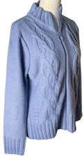 Cable Knit Fisherman Cardigan Sweater Women Medium Full Zip