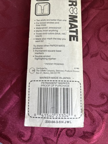 Vintage 1985 Paper Mate Double-ended Permanent Marker NOS Made In Japan Gilette - Bild 5 von 7