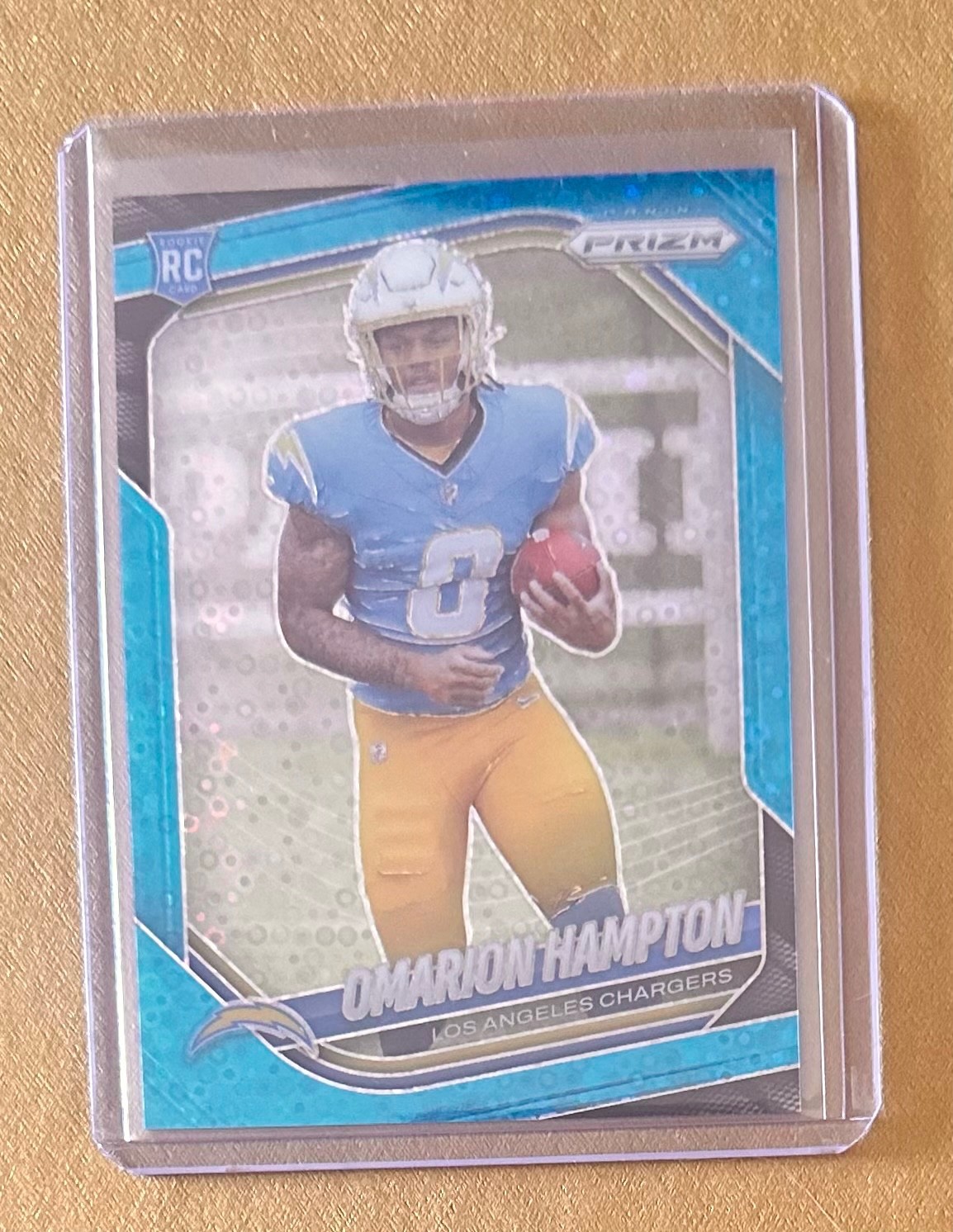 Omarion Hampton 2025 Panini Prizm SP RC Blue No Huddle Prizm /125 #355 Chargers