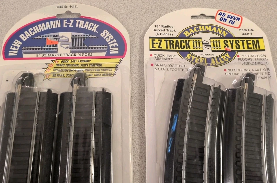 Bachmann E-Z Track HO, Four 9” Straight Track & Four 18" Radius Curved Track - Image 2 of 3