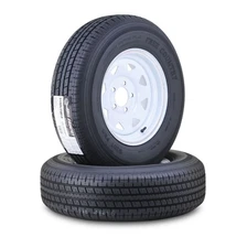 2 Free Country Trailer Tire Rim ST205/75R14 8-Ply D 105M 5 Lug x4.5" White Spoke