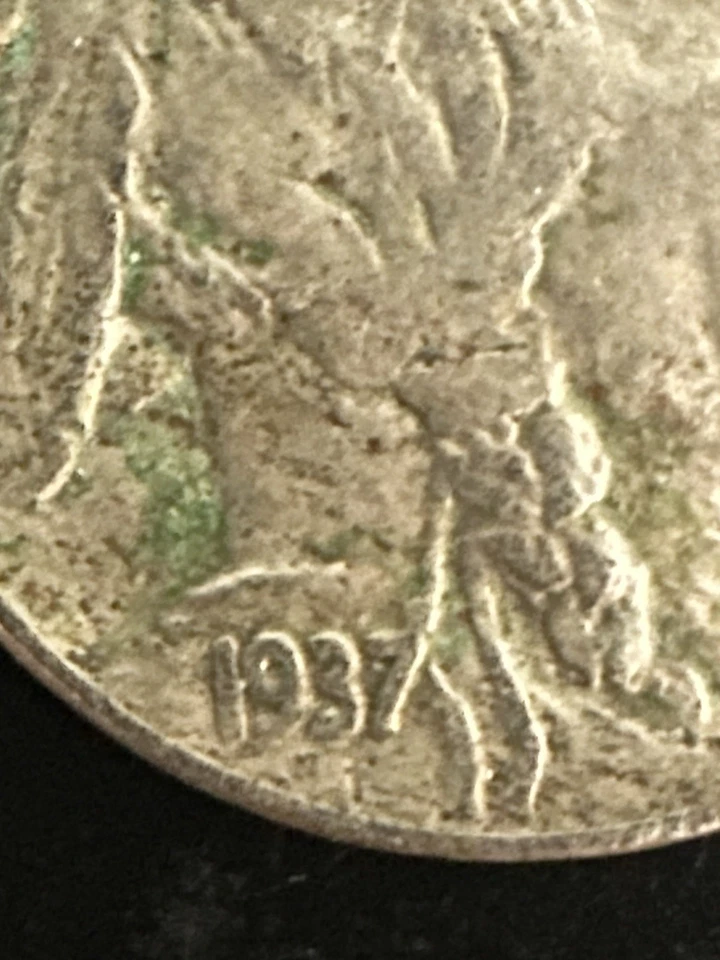 1937 Buffalo Nickel No Mint Mark Error Letters - Image 2 of 3
