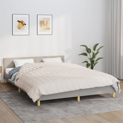 Gewichtsdecke creme 220x230 cm 15kg Baumwolle gefüllt Glasperlen King Schlafmittel