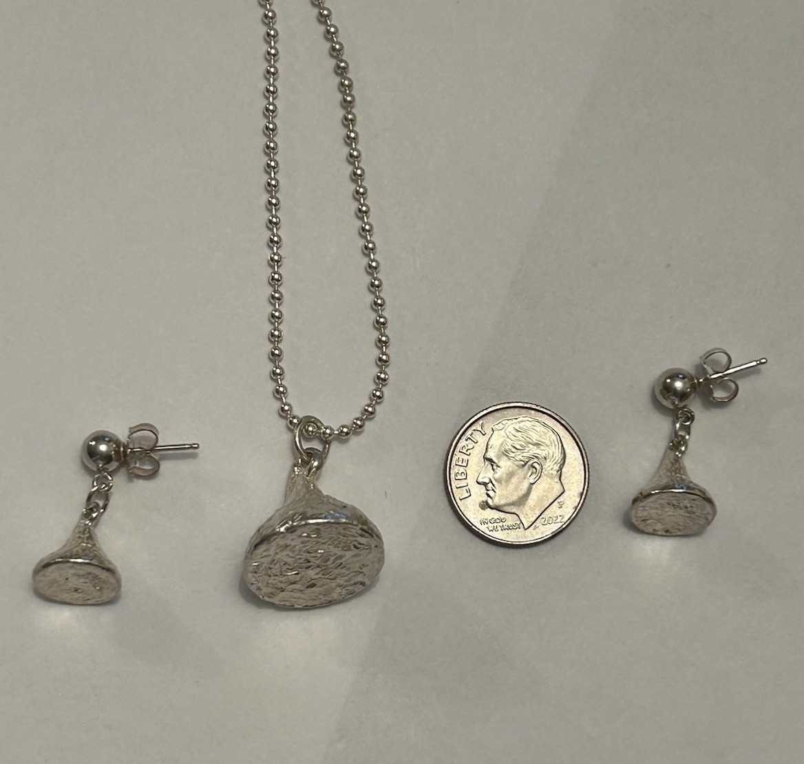 JCP Sterling ~ HERSHEY KISSES Pendant Necklace Matching HERSHEY KISSES EARRINGS