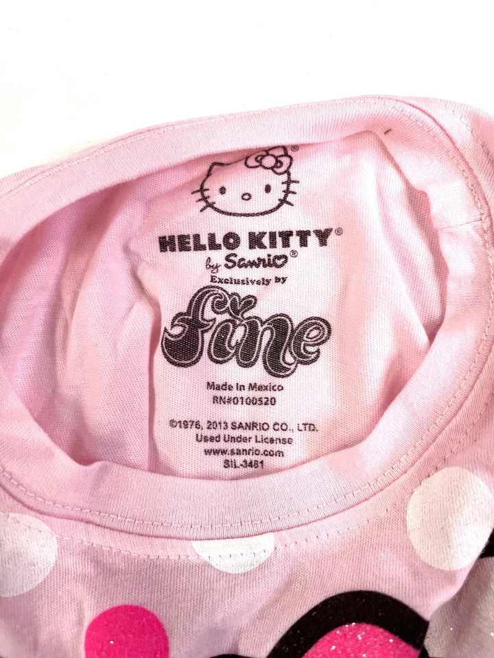 Sanrio Hello Kitty Girls T-Shirt Pink Dots Surfboard Glitter Fine Brand NWT 2013 - Image 3 of 3