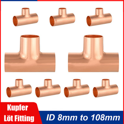 Löt Fitting Kupfer T-Stück mittig reduziert Lötfitting Φ8mm 10mm 12mm bis 108mm