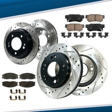 Front And Rear Drilled Rotors Brake Ceramic Pad Fits 2004 2005 Hyundai Santa Fe