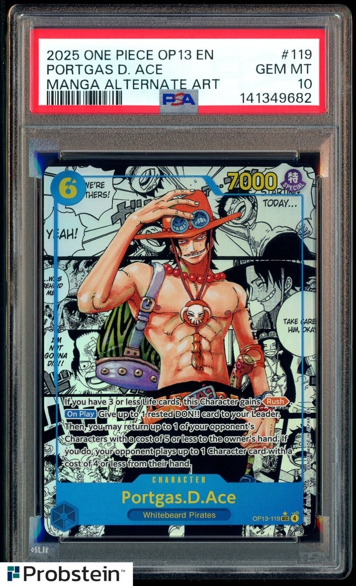 2025 One Piece OP13 EN Manga Alternate Art #119 Portgas D. Ace PSA