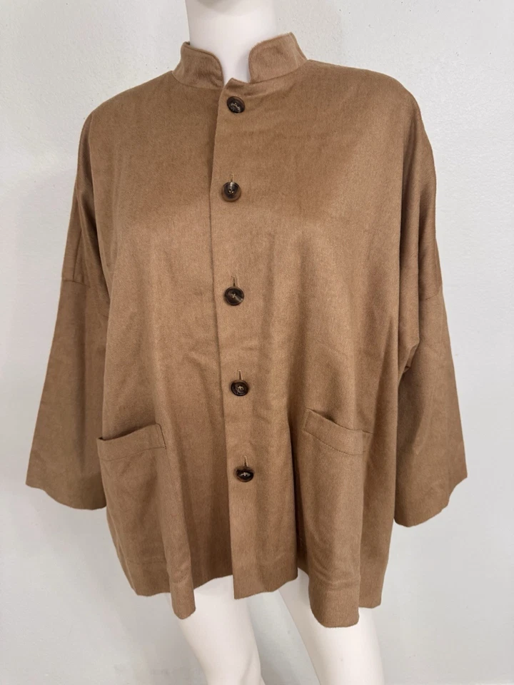 Abrigo de pelo Eskandar 100 % bebé camello en marrón tabaco hecho en Inglaterra diseñador talla 0 1 Foto 2 de 4