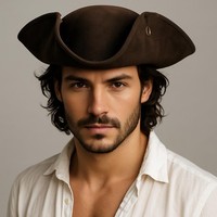Dreispitz Piratenhut Braun Tricorne KostüM Barock Karneval Unisex Polyester