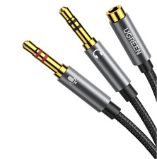 UGREEN Headphone Splitter for Computer 3.5mm Female to 2 Dual Black