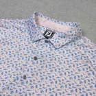 FootJoy Flamingo Shark Print Golf Polo Shirt Mens 2XL Pink Short Sleeve