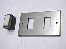 Lotto interruttore 5001 10A e placca doppia in metallo vintage a vite bticino