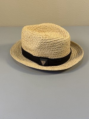 Guess Panama 100% Natural Raffia Woven Fedora Straw Hat