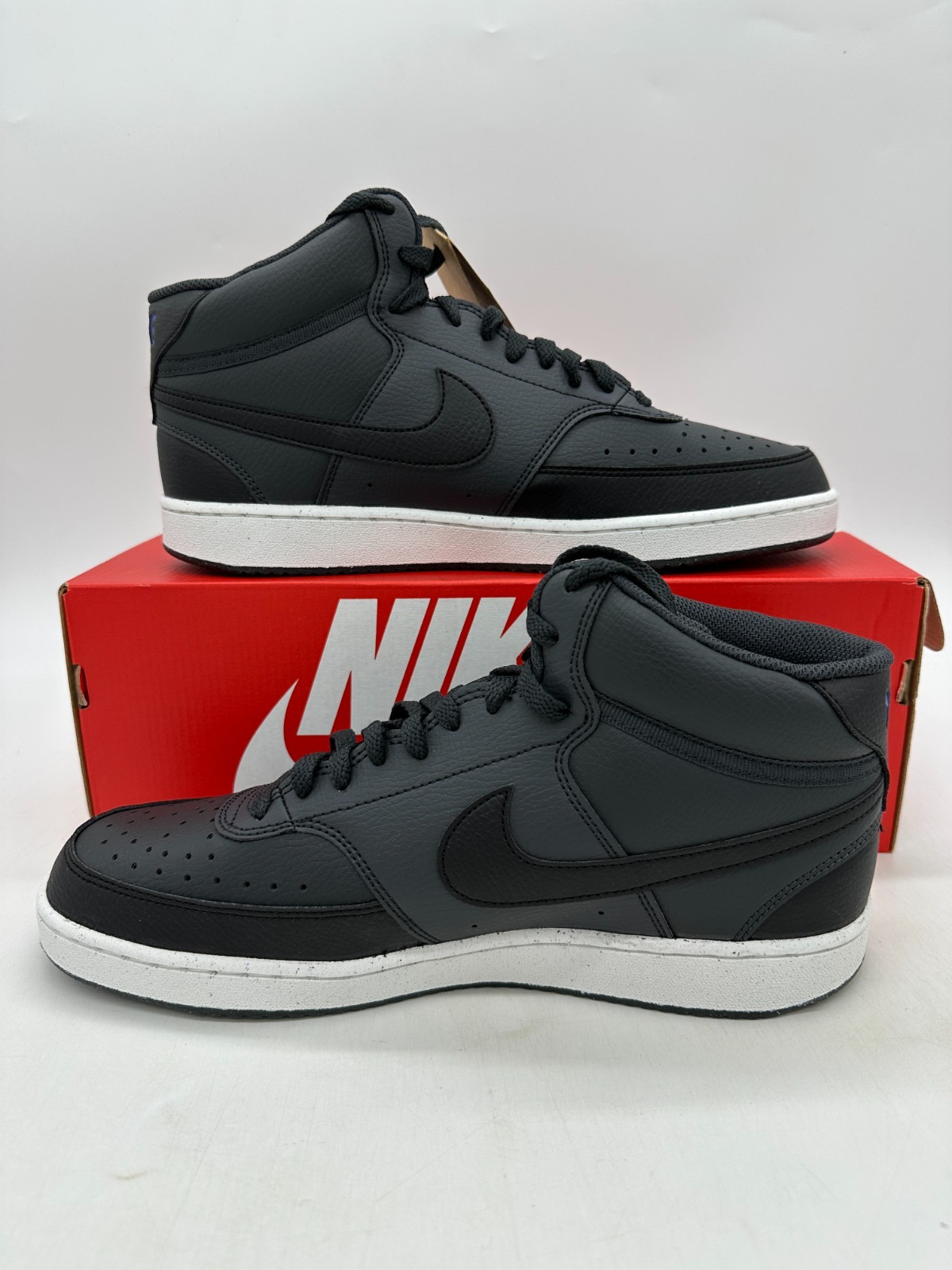 Nike Court Vision Mid Men's Size 10 Black White Leather Shoes DN3577 005 thumbnail 2