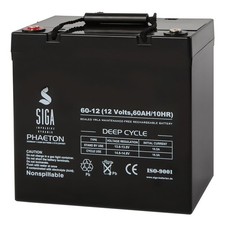 SIGA Akku 60Ah 12V AGM Blei Gel Batterie Solar Boot ZYKLENFEST statt 50Ah 55Ah